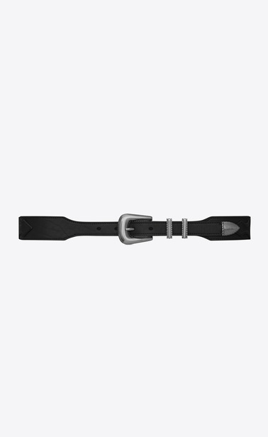 Folk double-loop belt in black leather